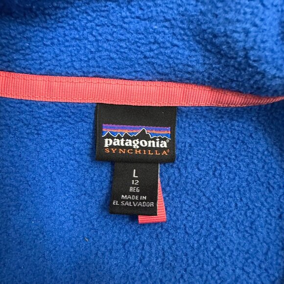 Patagonia Synchilla Jacket Girls L 12 Fleece Snap T Sweater Pullover Logo 65546 - Picture 7 of 12